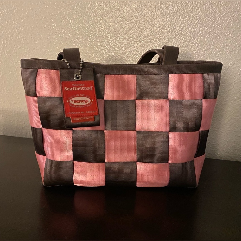 Harveys Seatbelt Bag Pink Brown Woven Tote Limited Edition 40/200 - Picture 3 of 8